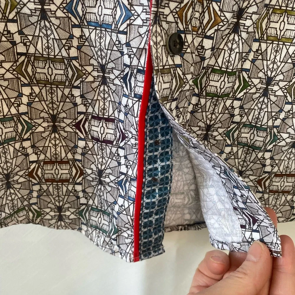 Jermyn & Bond Men's  Geometric modern fit Patterned Button-Up Oxford Shirt Small - Picture 5 of 16